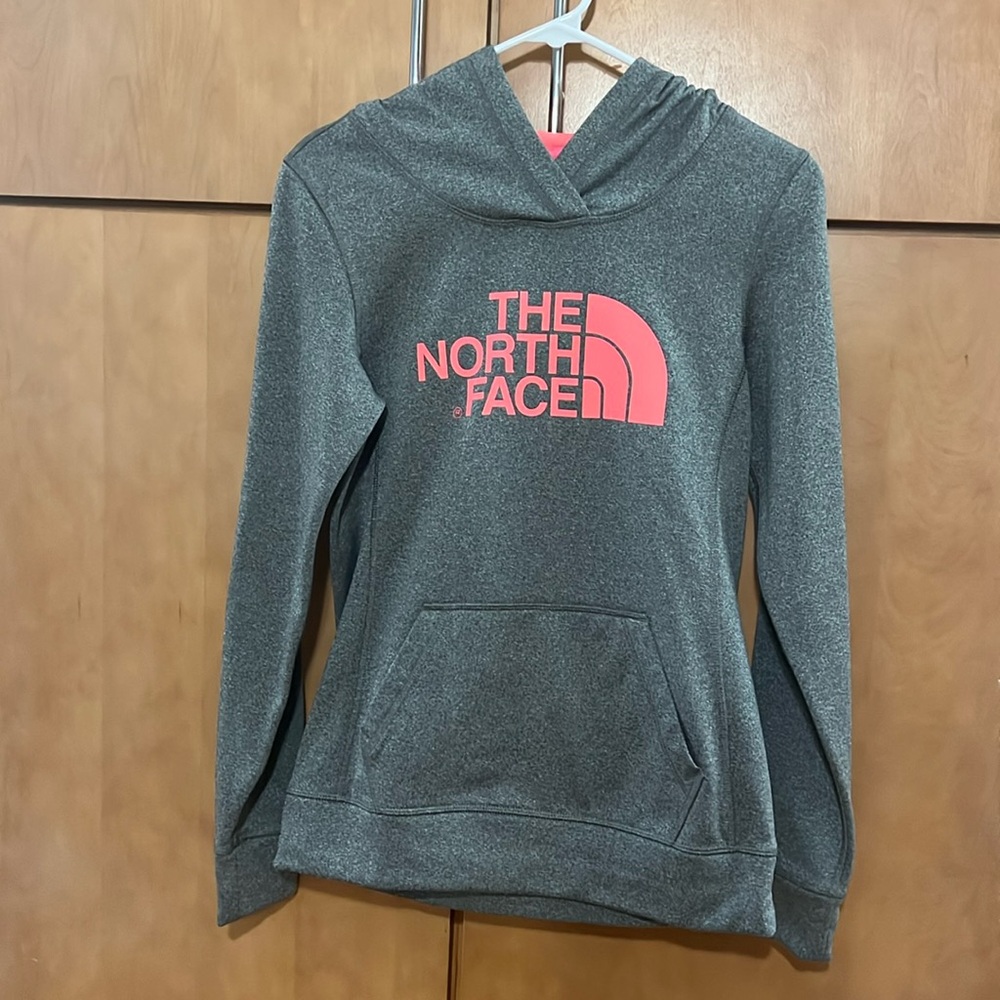 Gray & Pink North Face Hoodie